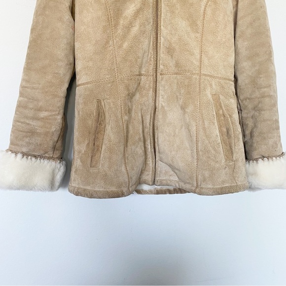 Wilsons Leather Suede Leather Hood Jacket Sherpa Lined Small FLAWS - Picture 3 of 12